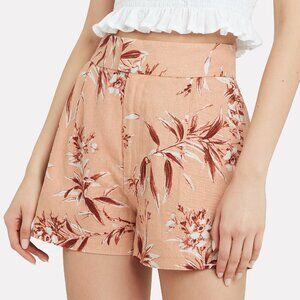 Joie Farron Linen Shorts High Waist Blush Floral